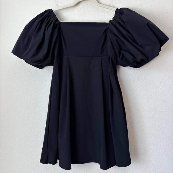 O.P.T. Square Neck Puff Sleeve Mini Dress LBD Little Black Dress - Picture 1 of 9